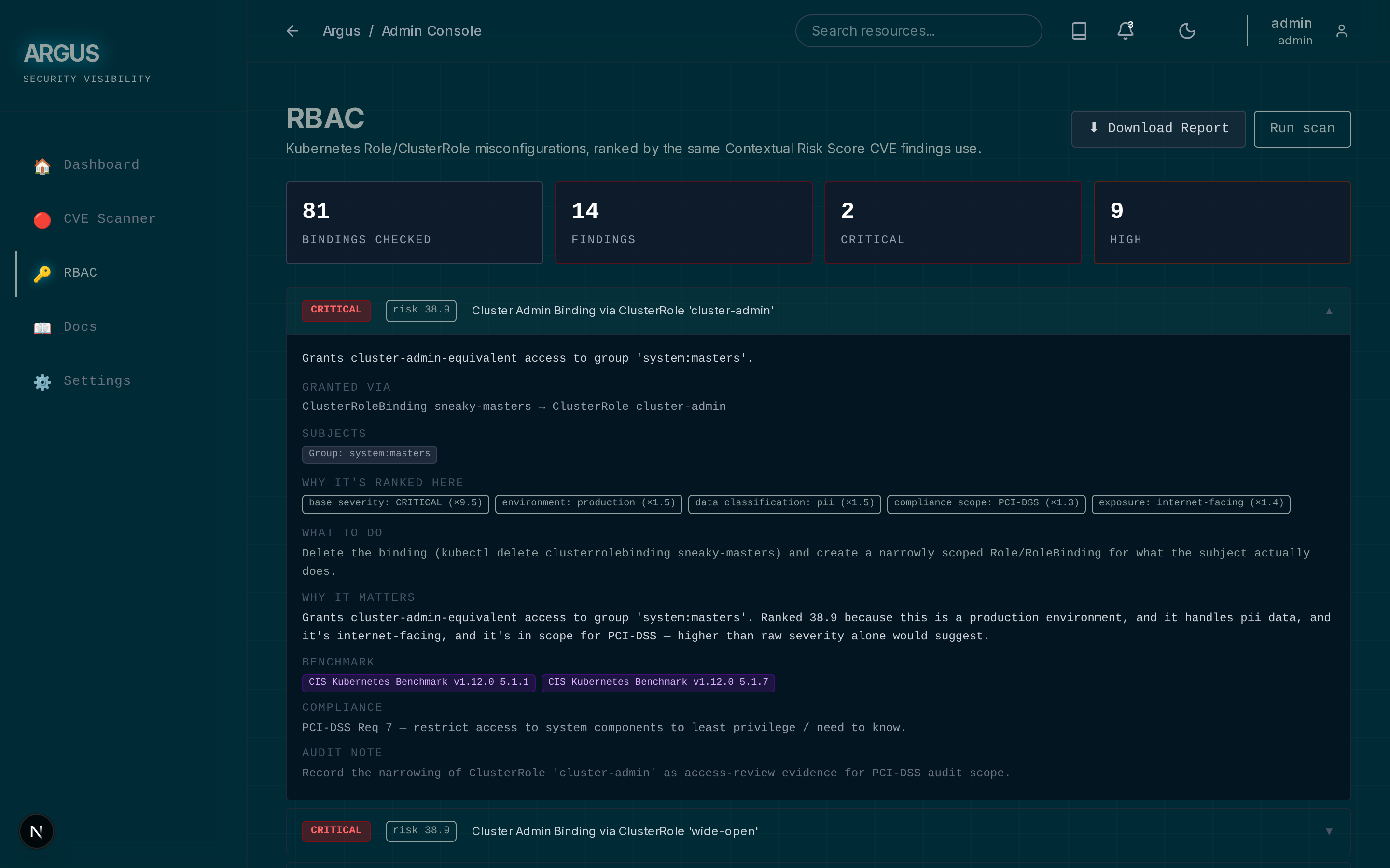 包含上下文评分和完整修复方案的 RBAC 发现