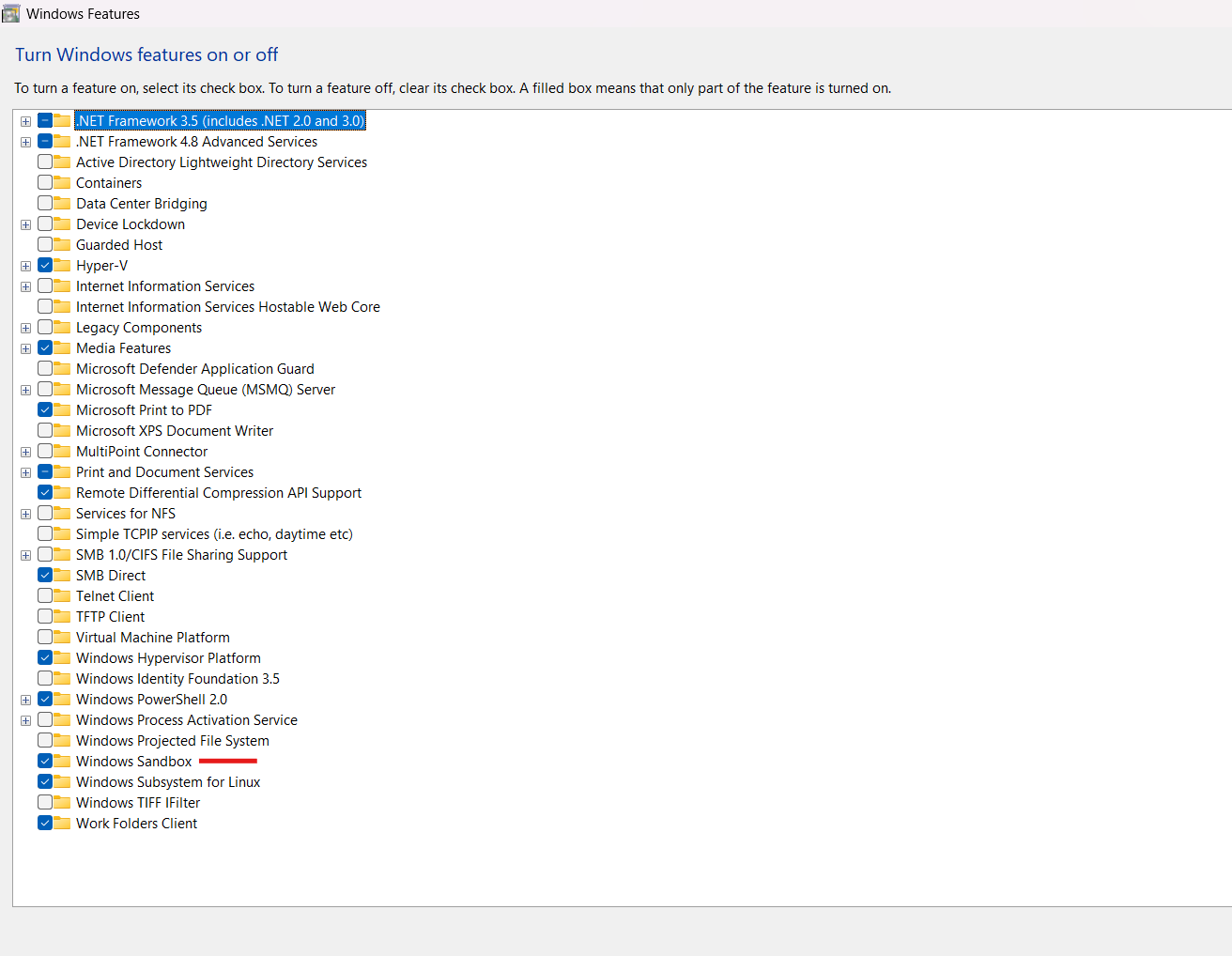 启用 Windows Sandbox