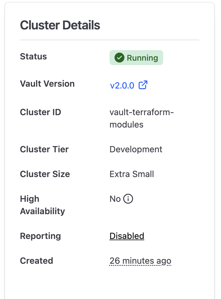 HCP Vault 集群运行中