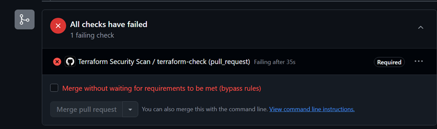 Blocked PR - required check failing, merge disabled