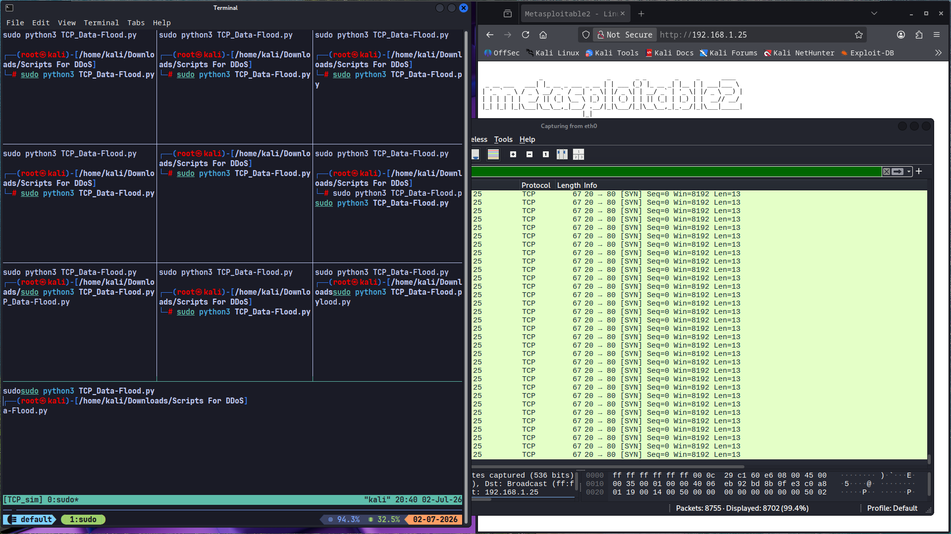 TCP DDoS Script Execution