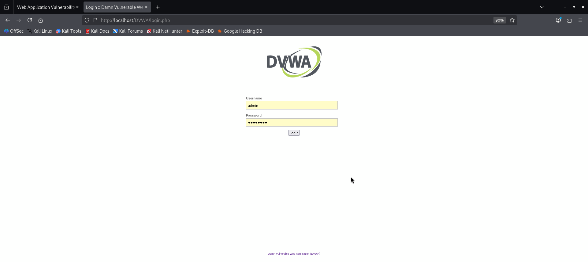 DVWA 登录