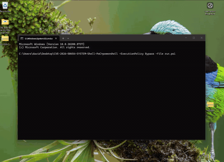 CVE-2026-50454 SYSTEM shell 演示