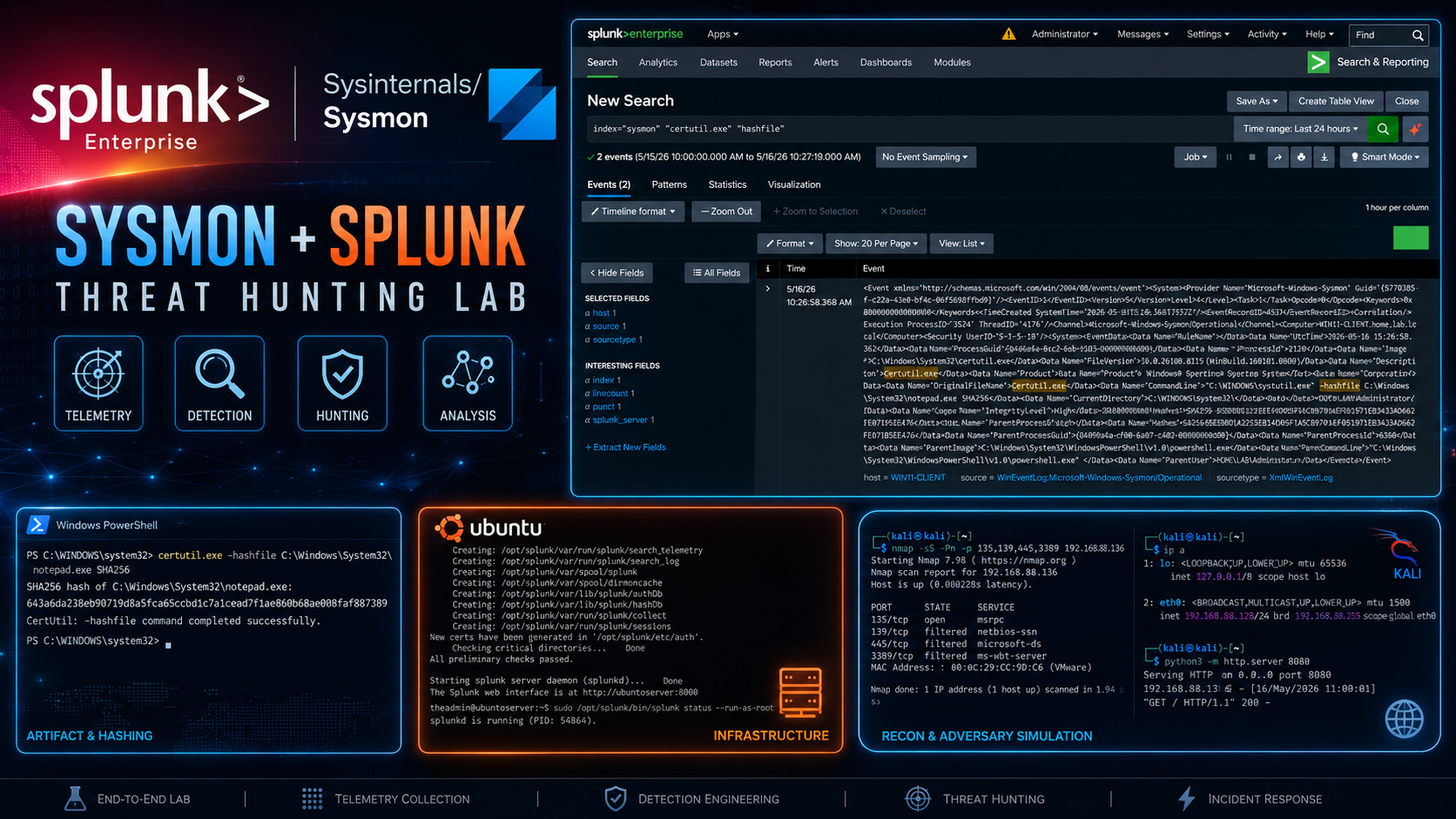 Sysmon Splunk Threat Hunting Lab