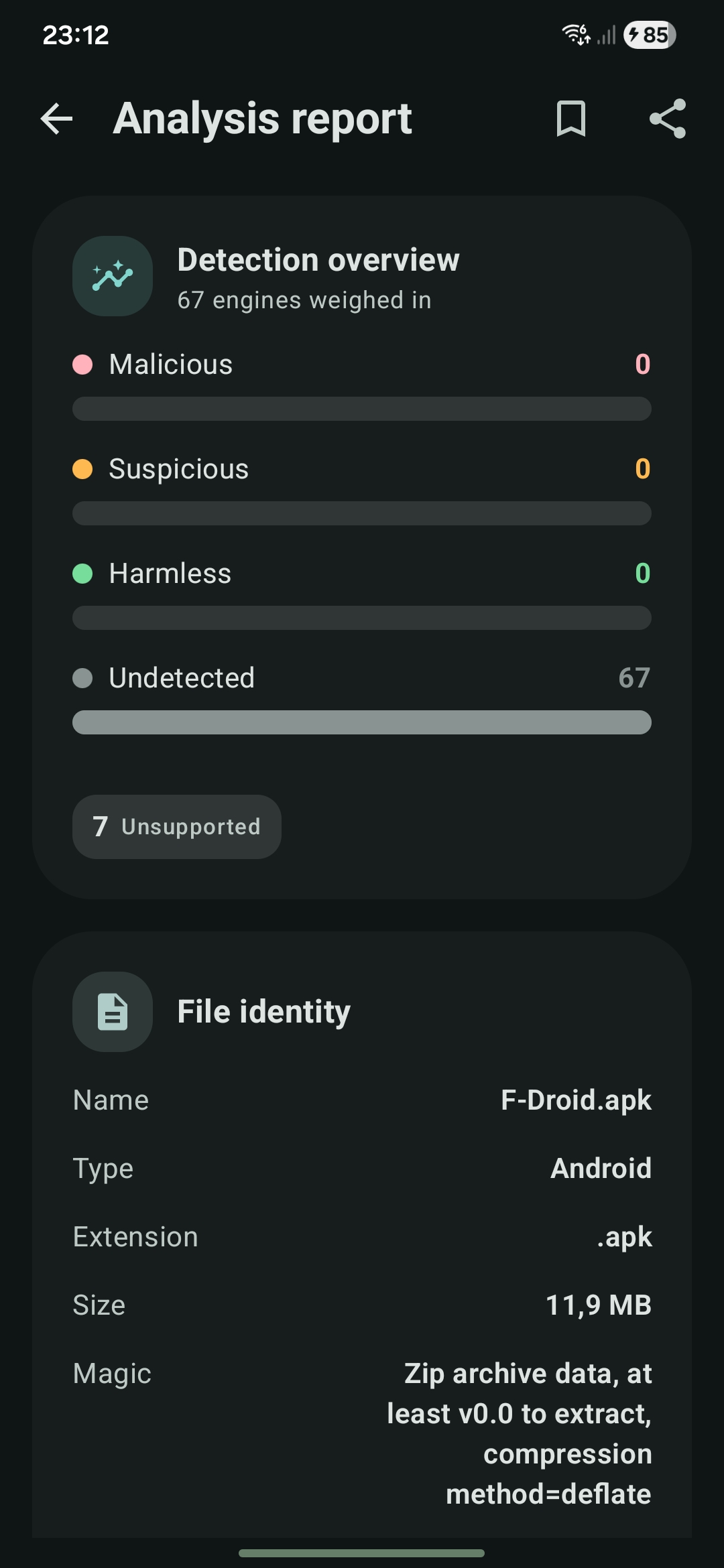 Detailed Report Screen