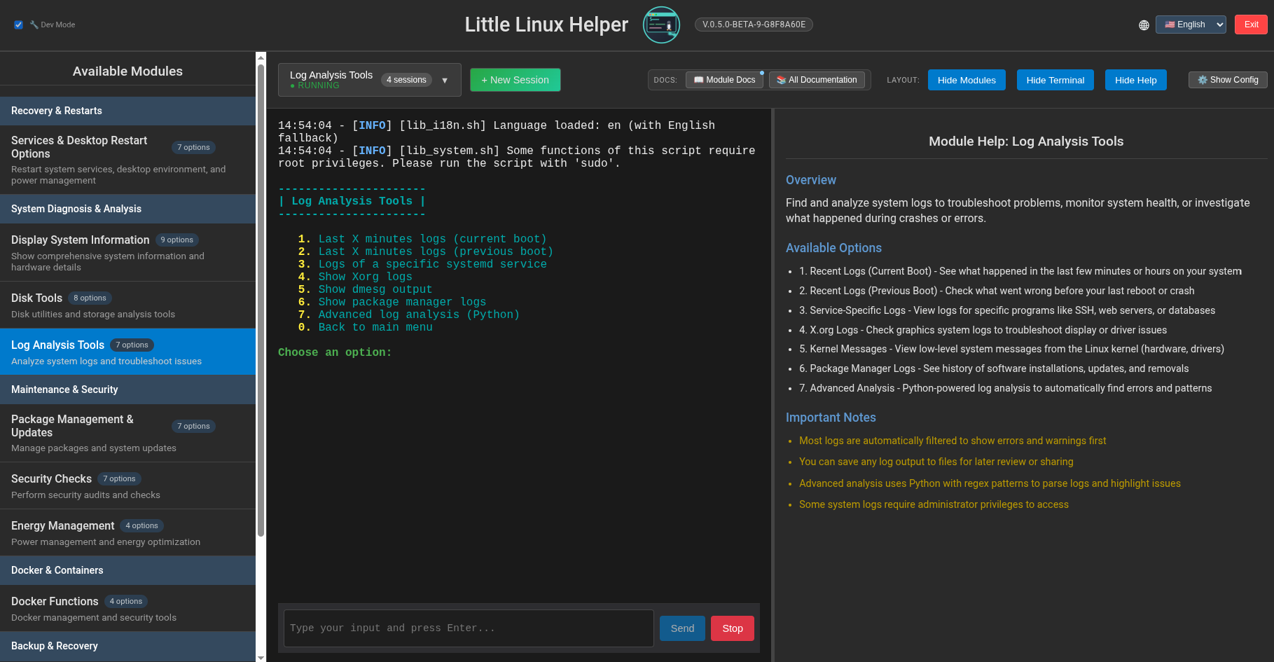 Log analysis tools module