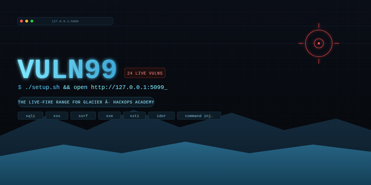 Vuln99 — The Live-Fire Range for Glacier, made by HackOps Academy