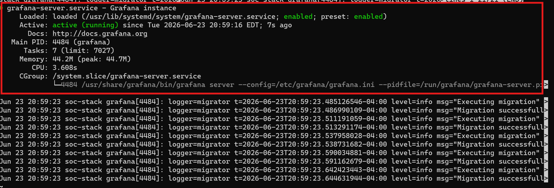 Grafana active
