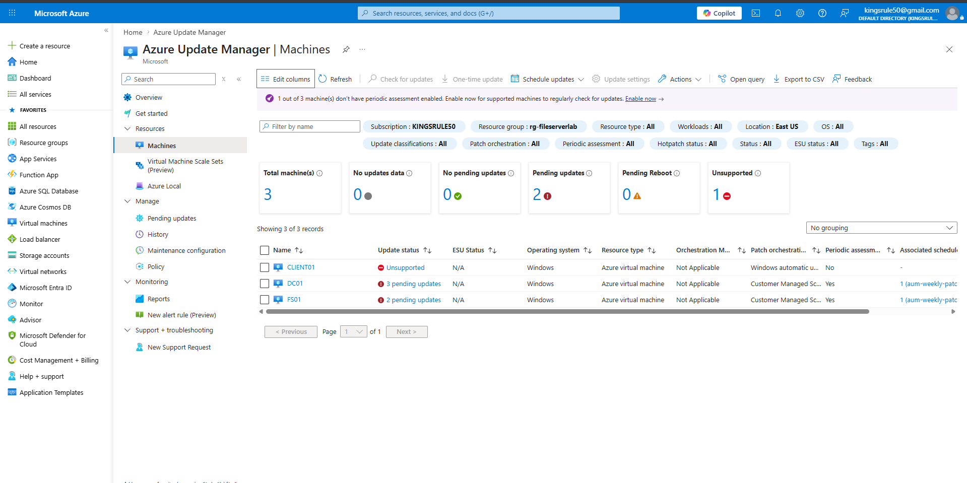 Update Manager 机器视图
