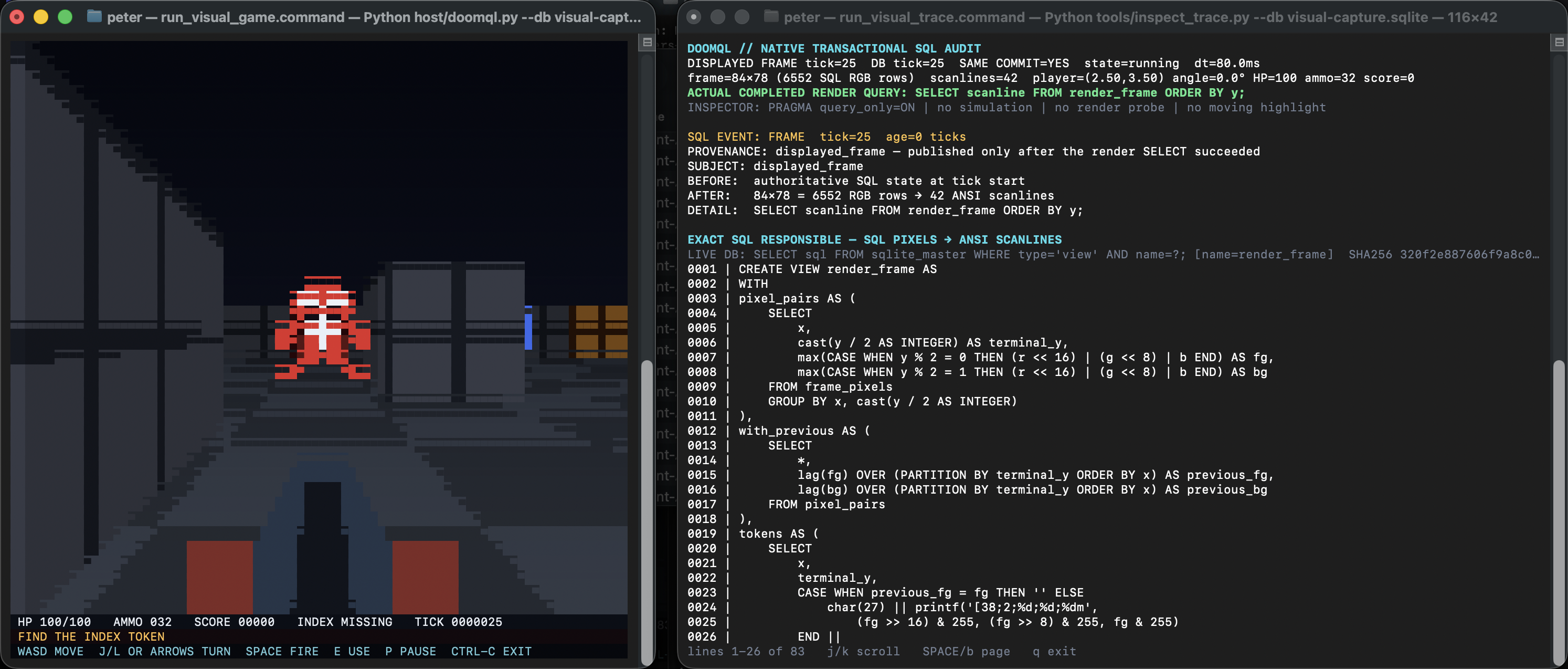 DOOMQL 游戏及其旁边的实时 SQL 审计