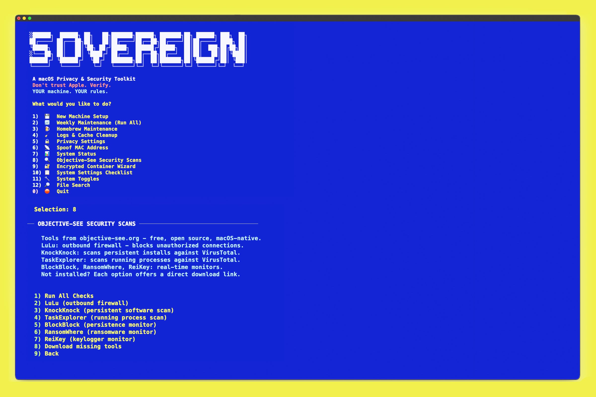 Objective-See Security Scans submenu