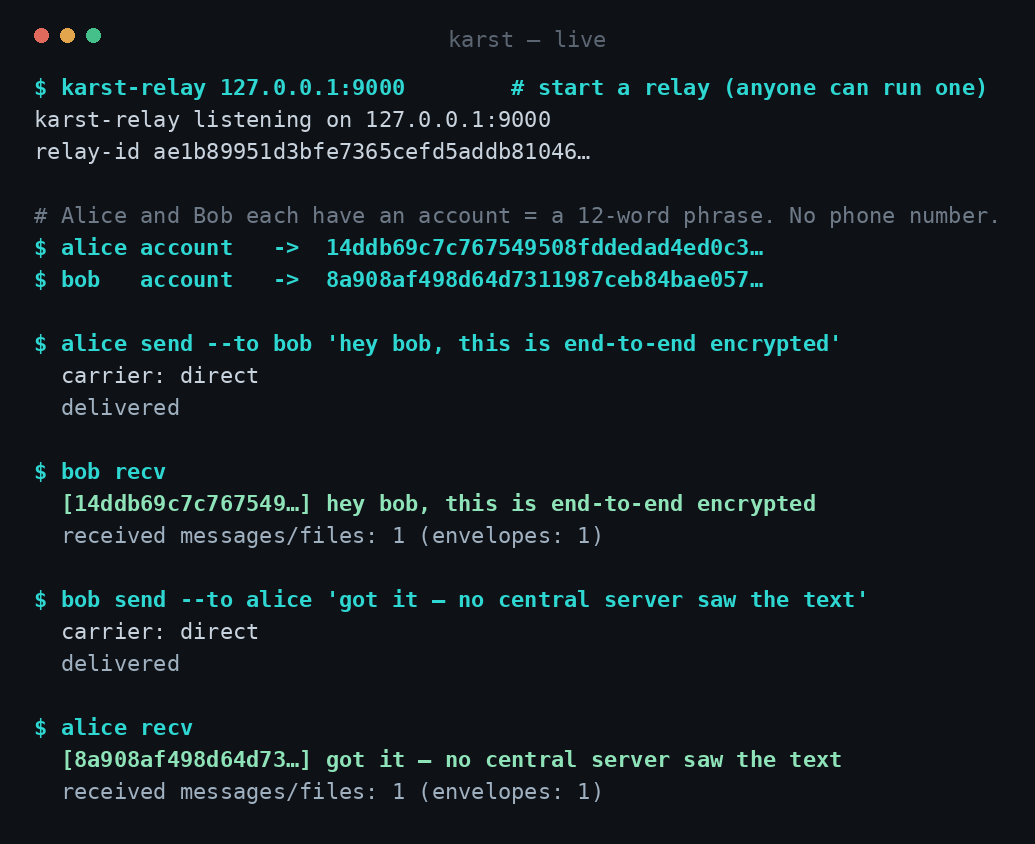 End-to-end messaging demo