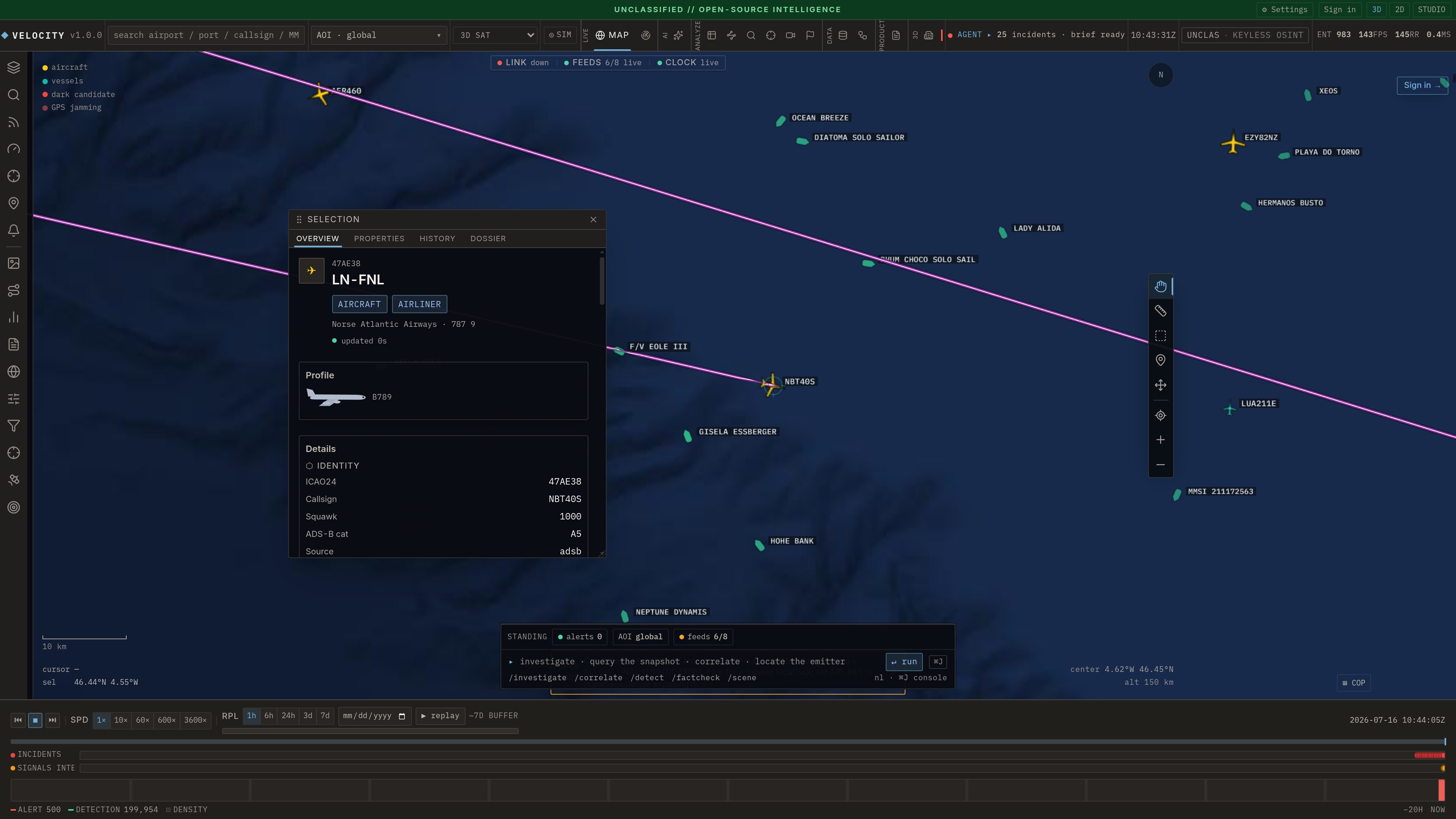分离并拖拽的面板与地图工具栏一起浮动在地球仪上方