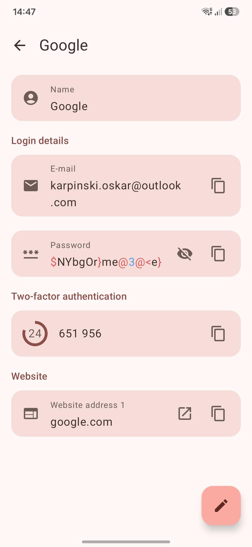 View Cipher Screen