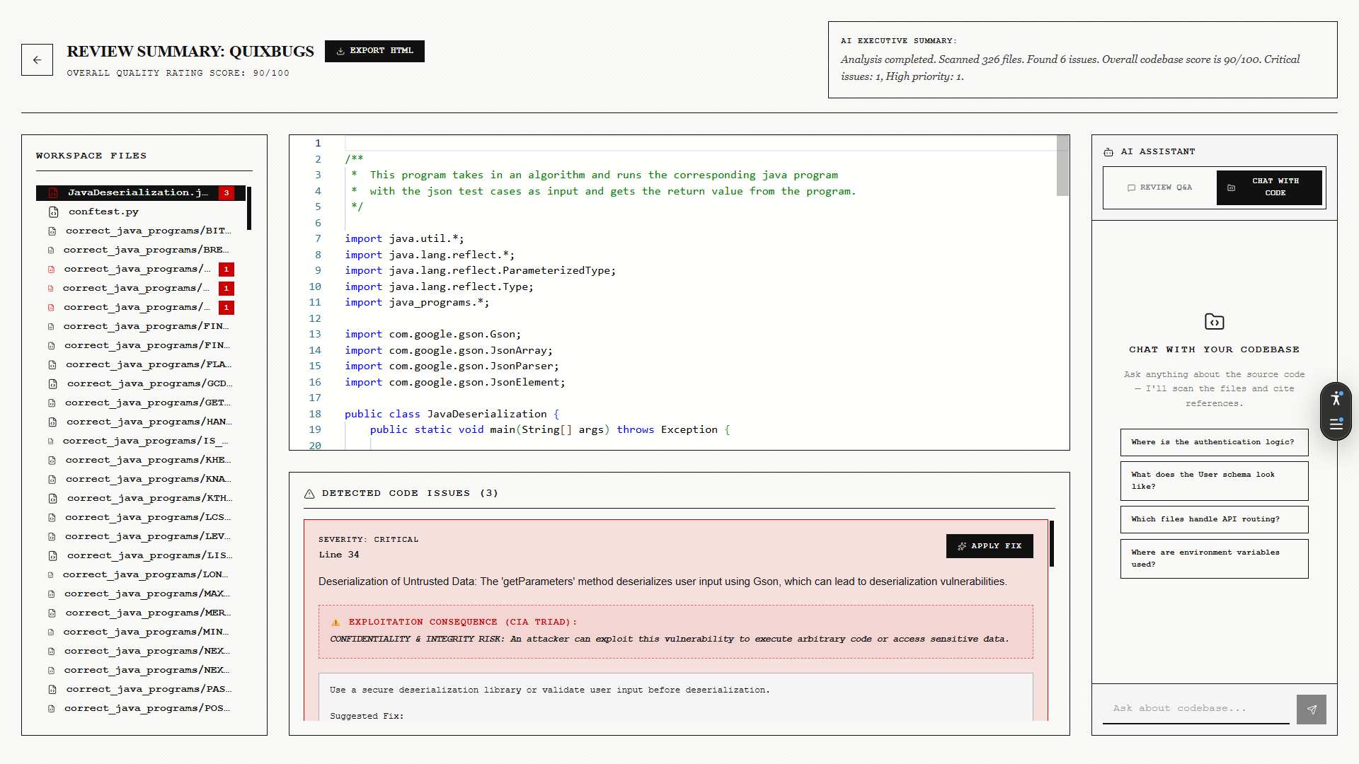 Review Report Screenshot
