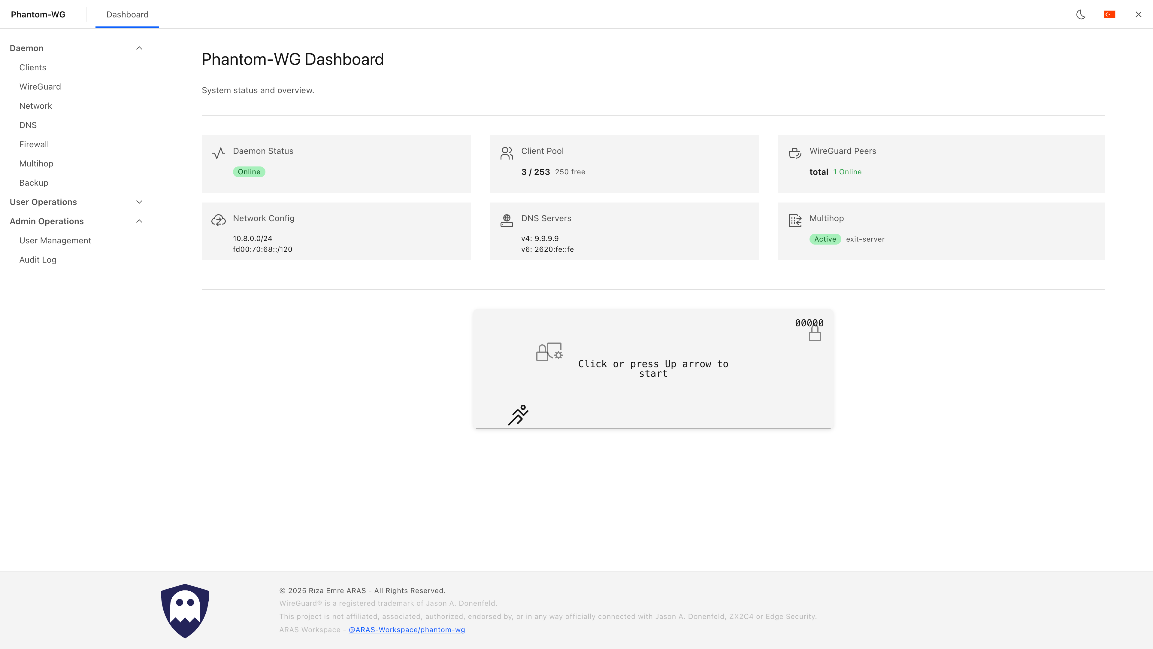 Phantom-WG Dashboard