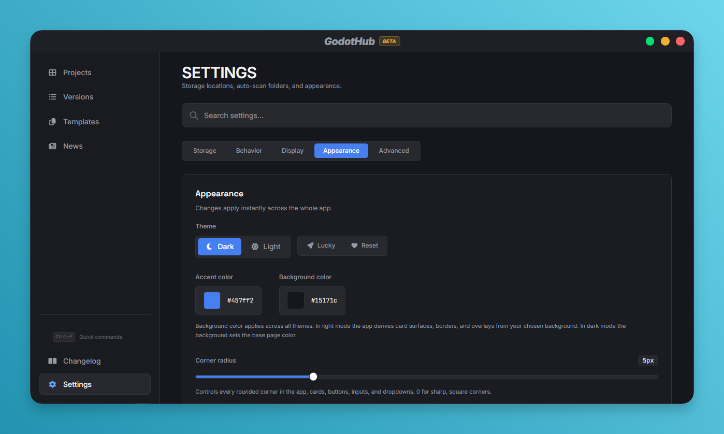 Settings & Appearance