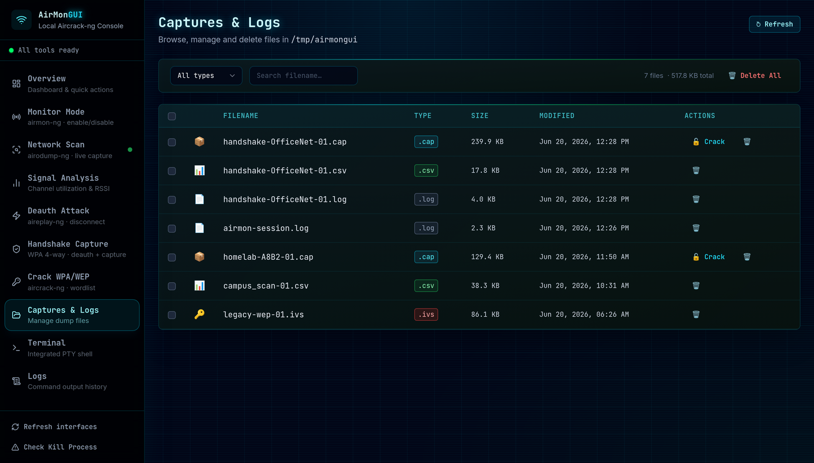 Capture file management