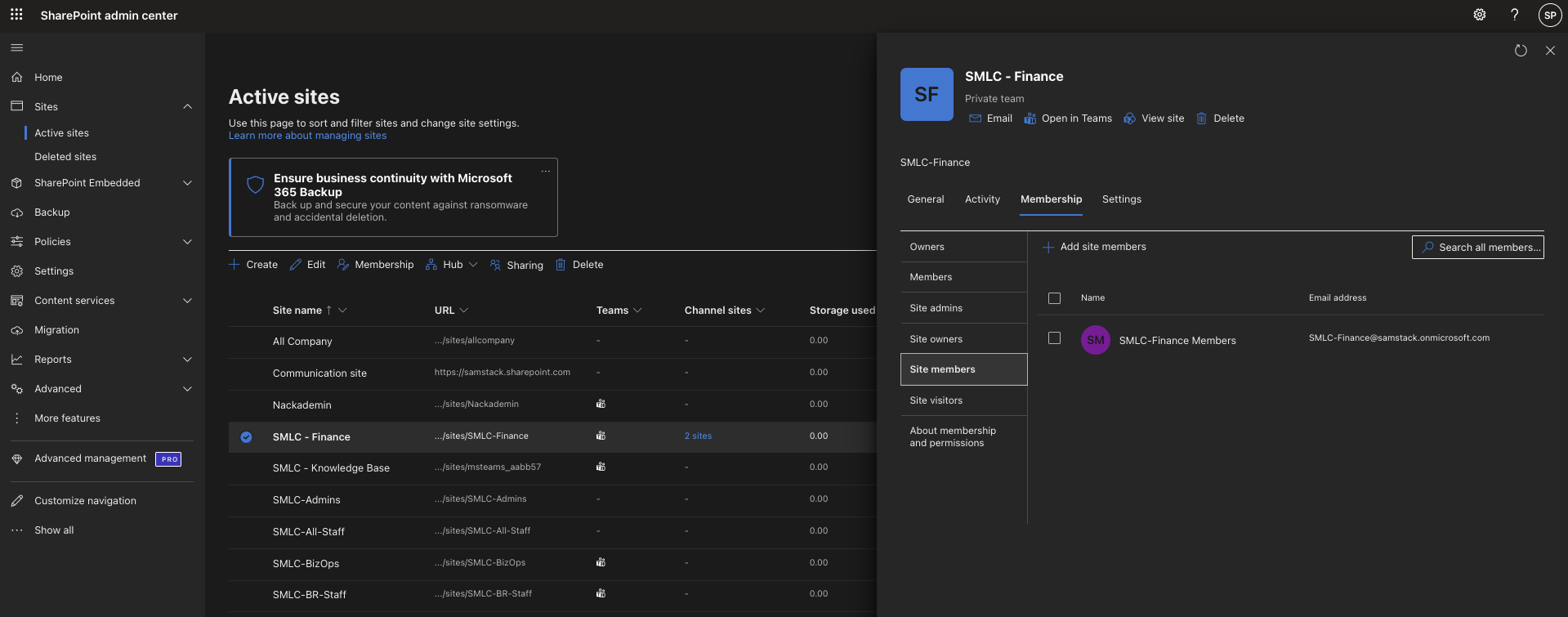 SharePoint Finance site membership