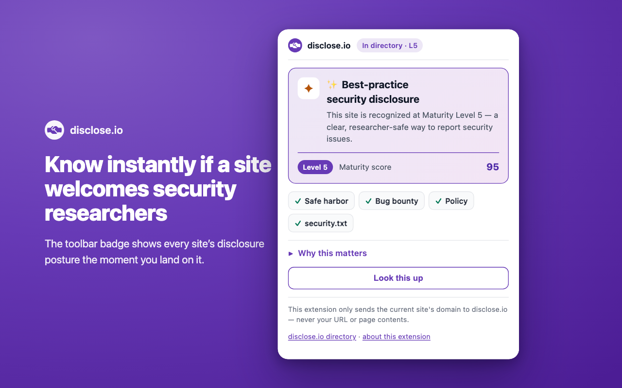 disclose.io — know instantly if a site welcomes security researchers