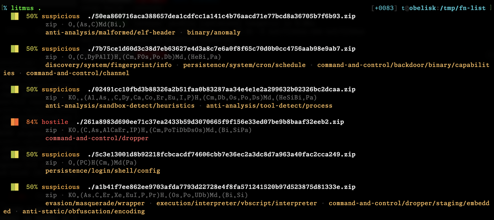 Atomdrift Scan terminal output