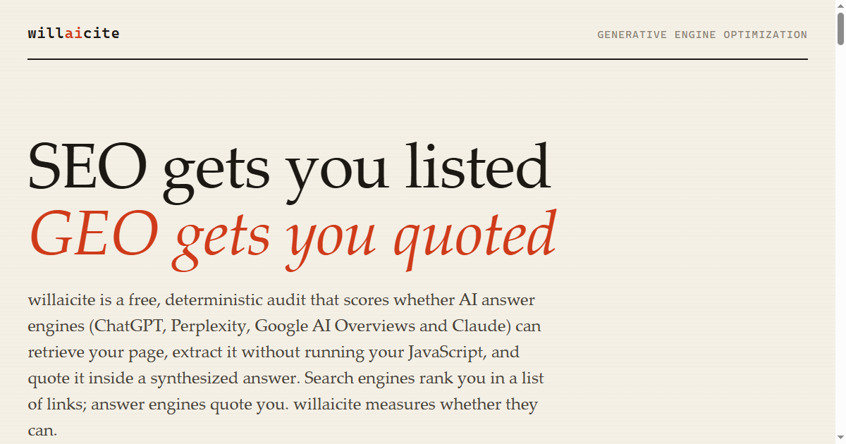 willaicite: SEO gets you listed, GEO gets you quoted