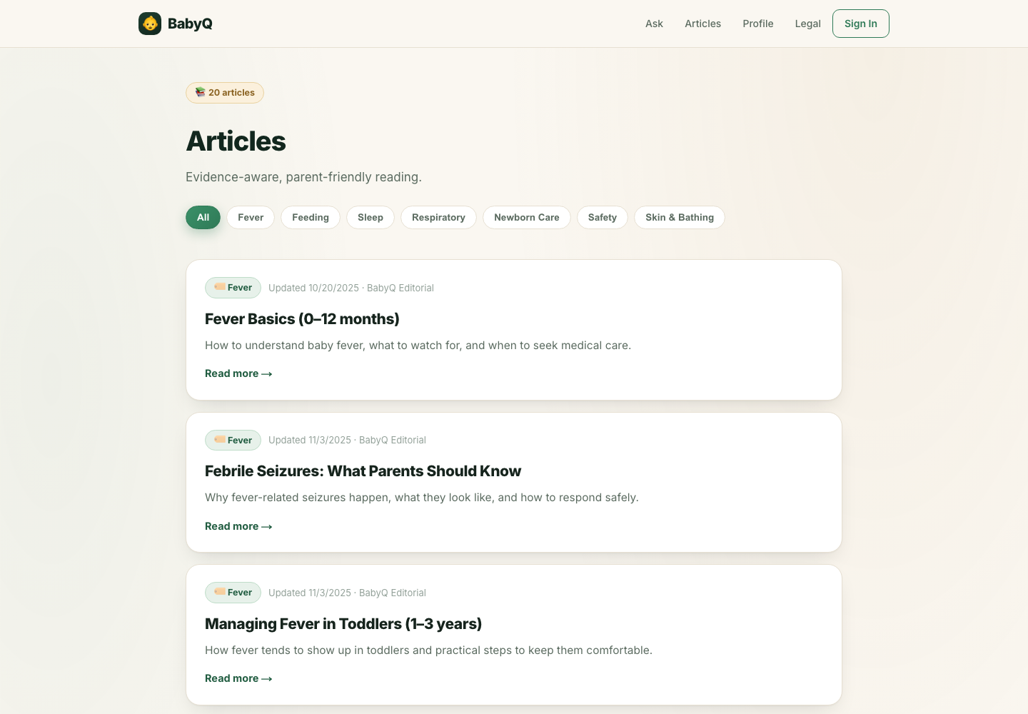 BabyQ articles library