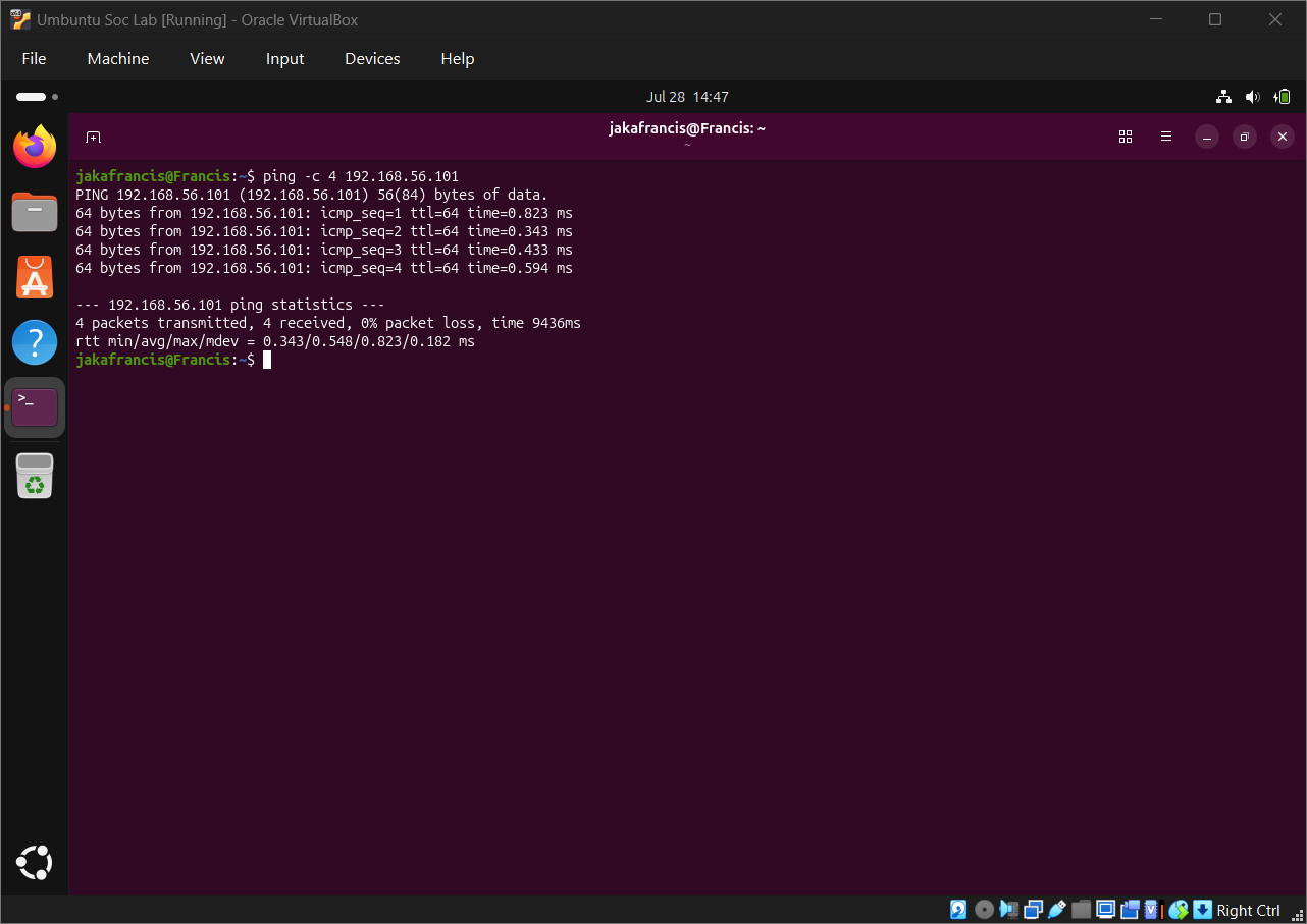 Ubuntu 目标连通性测试
