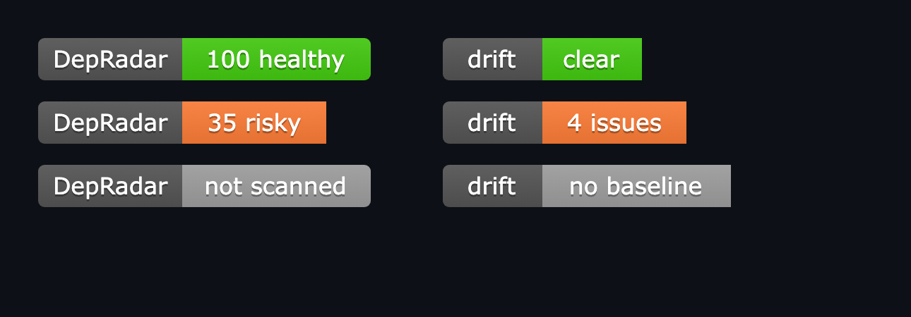 DepRadar health and drift badges