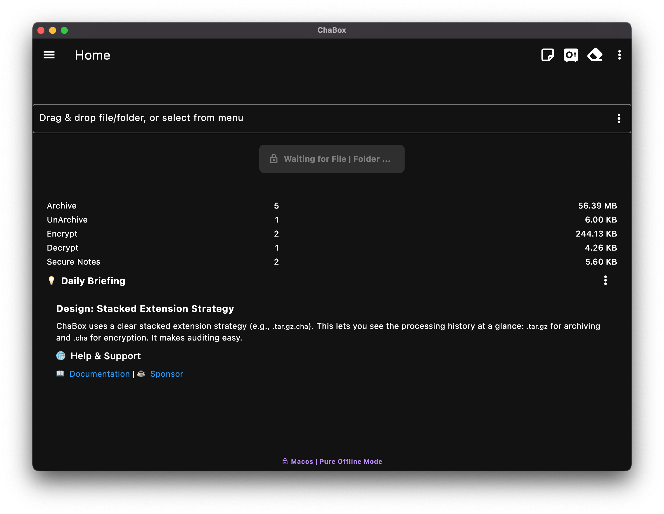 Encrypt files, take Secure Notes, and run Secure Erase from one privacy-focused home screen