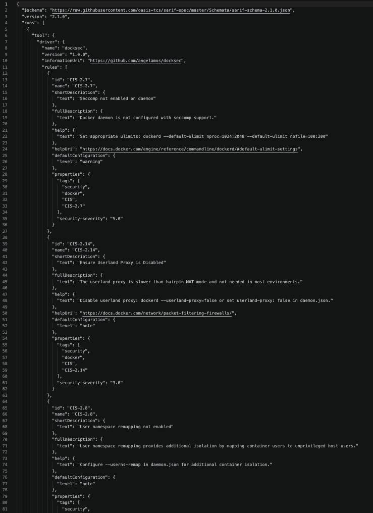 DockSec SARIF report