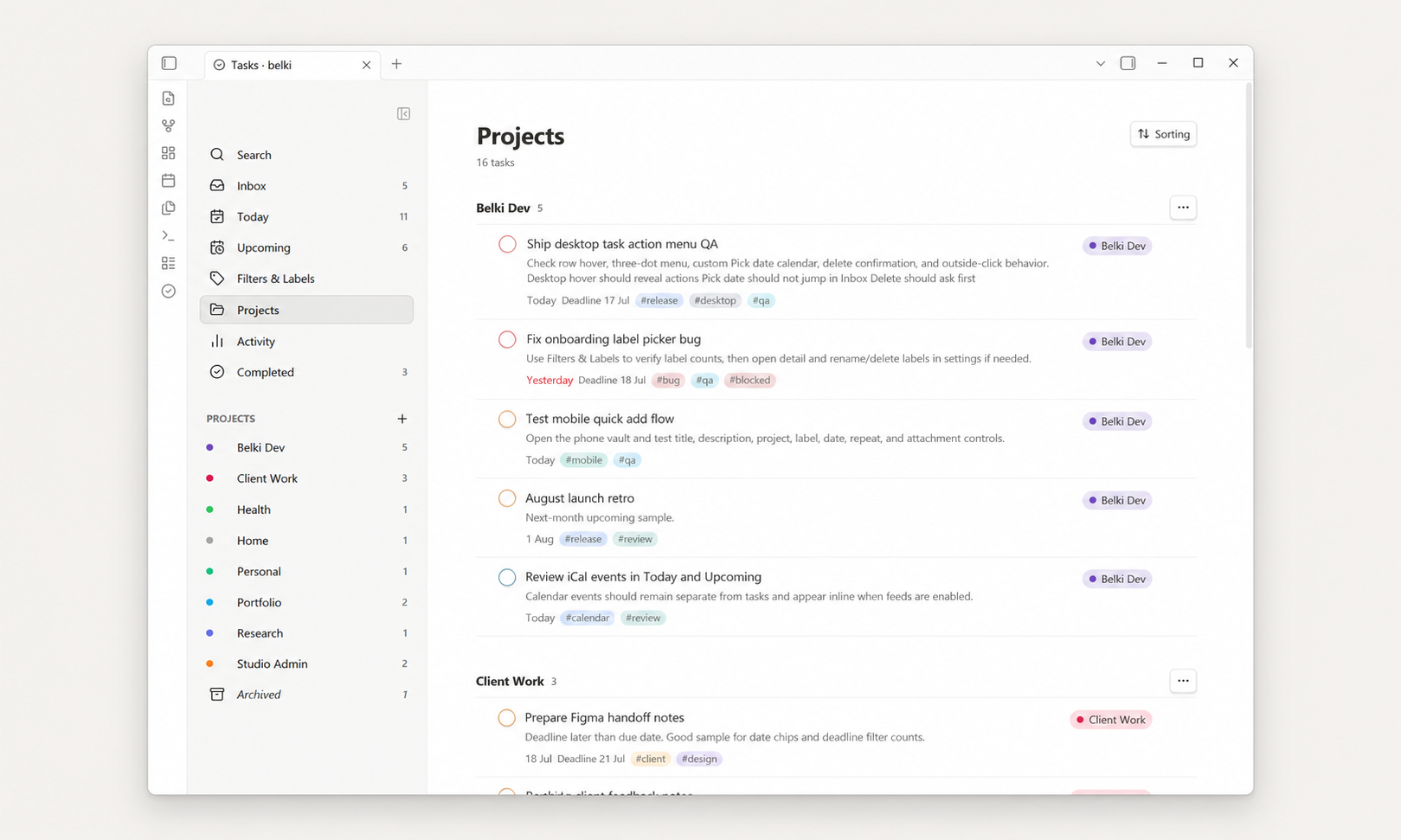 belki Projects overview