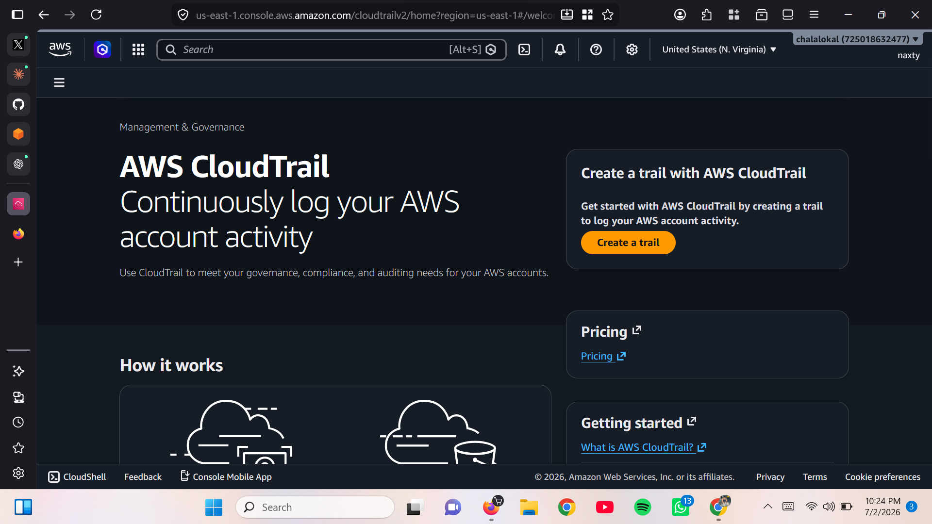 AWS CloudTrail 服务控制台