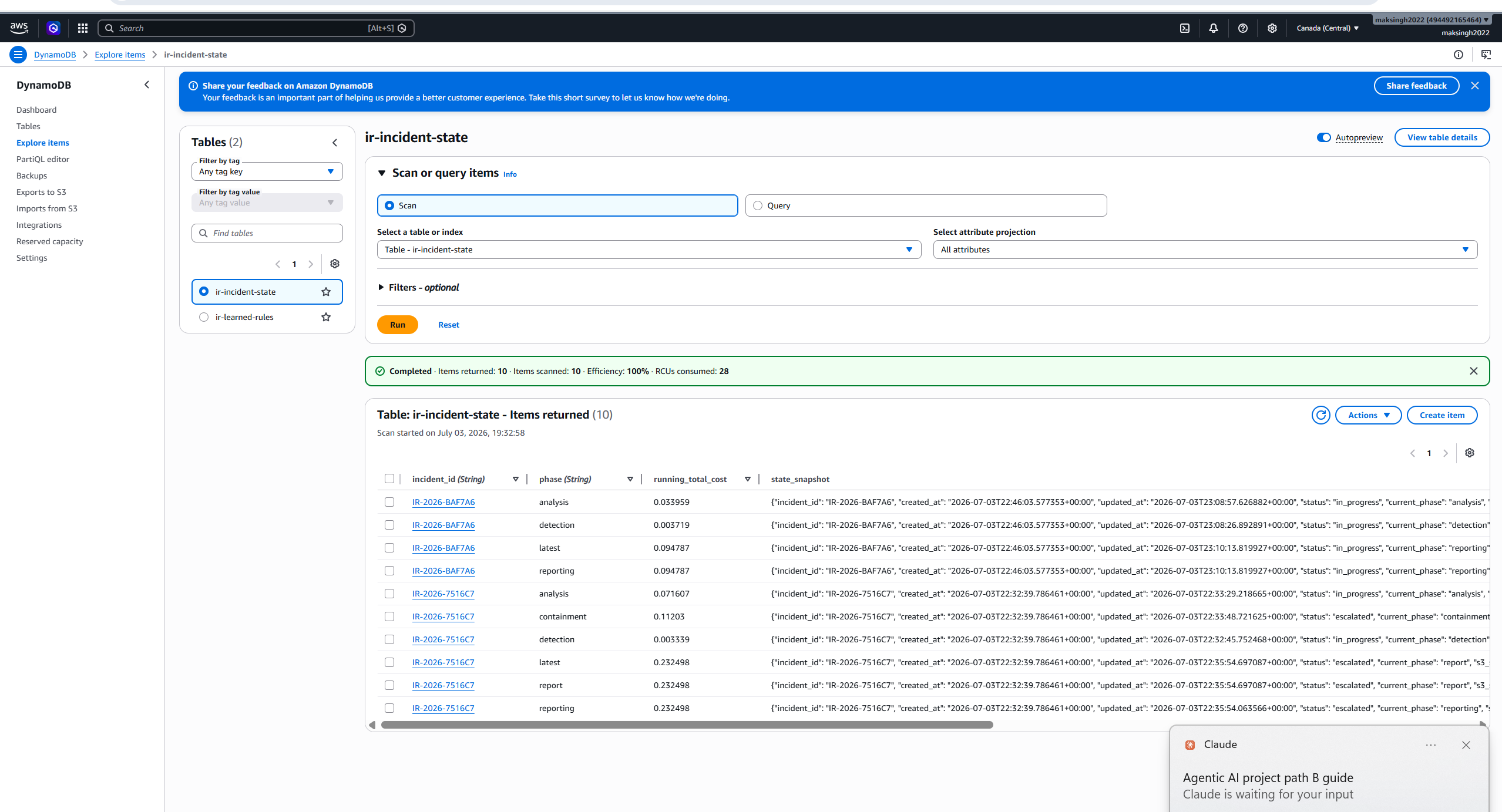 dynamodb incident state