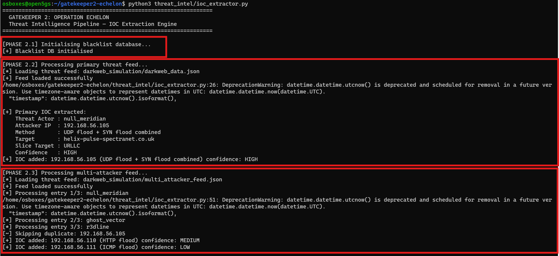 IOC extractor output