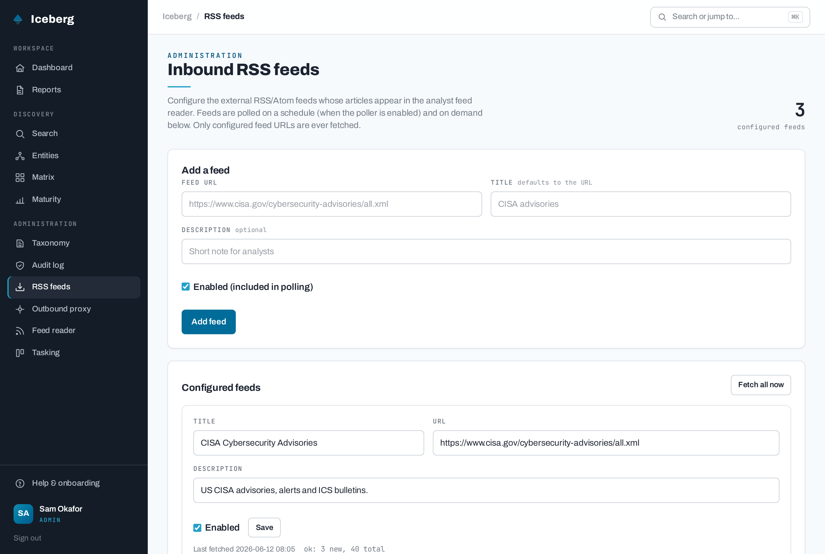 Admin — RSS feeds