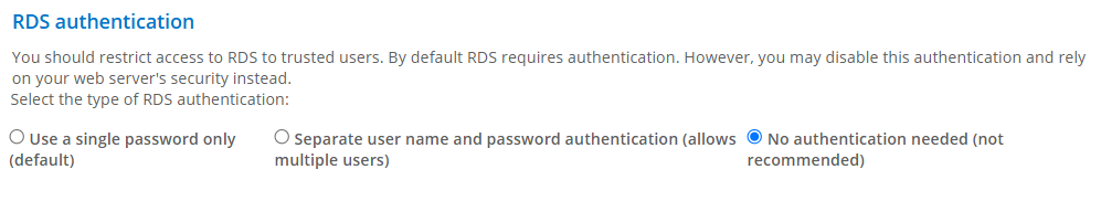 RDS 身份验证配置