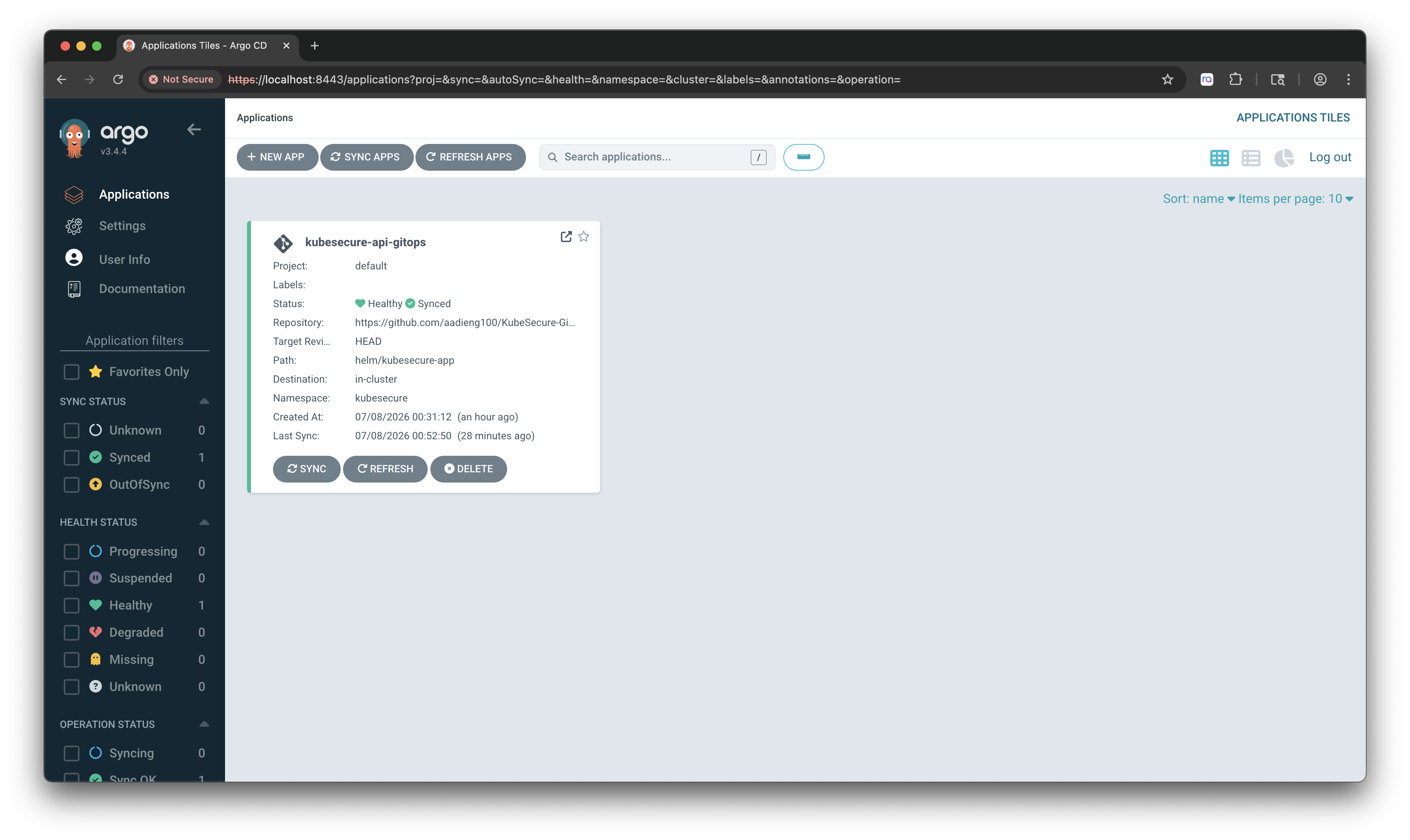 ArgoCD Application Dashboard