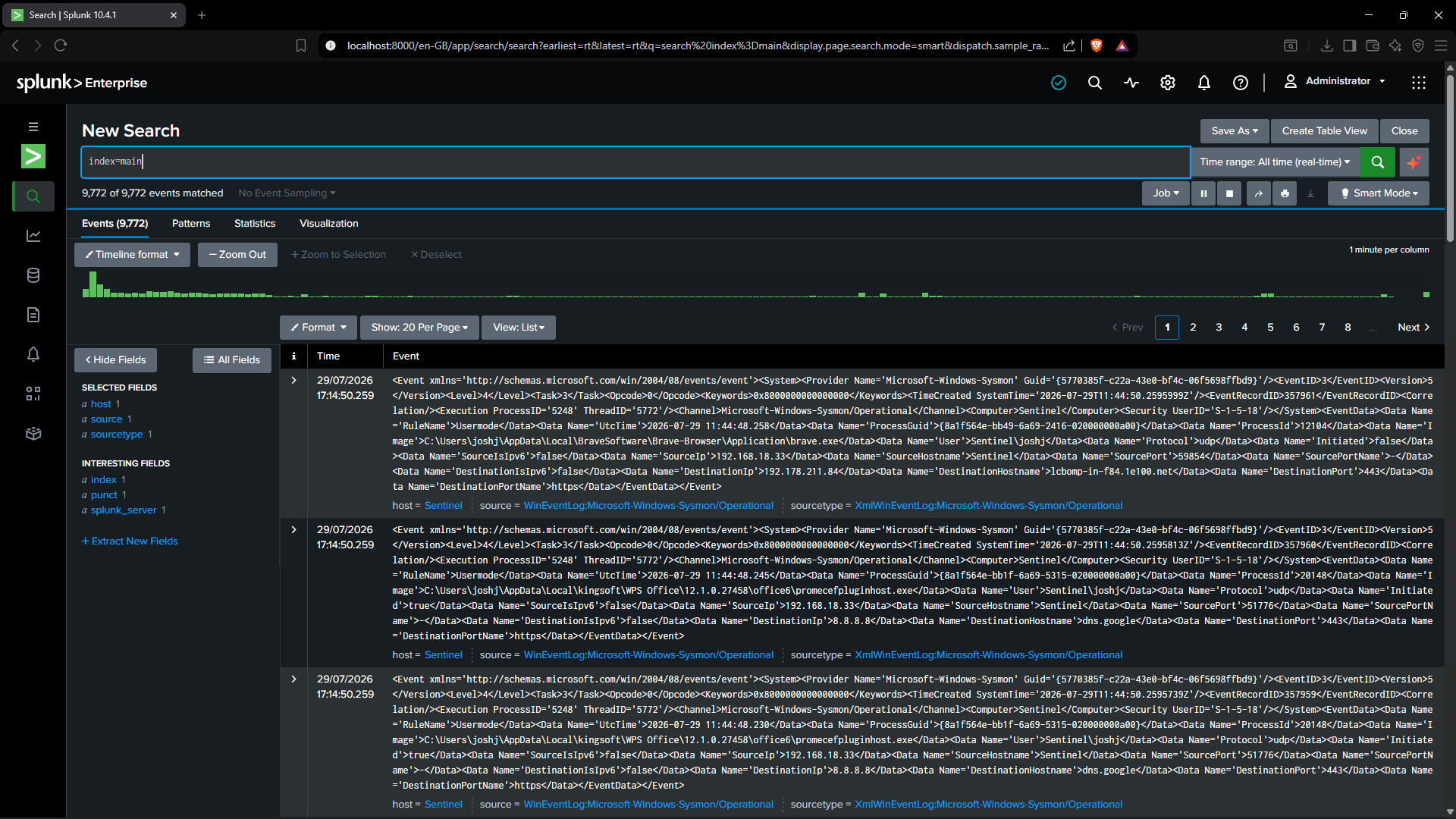 Sysmon Events in Splunk