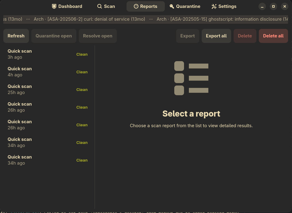 Reports tab