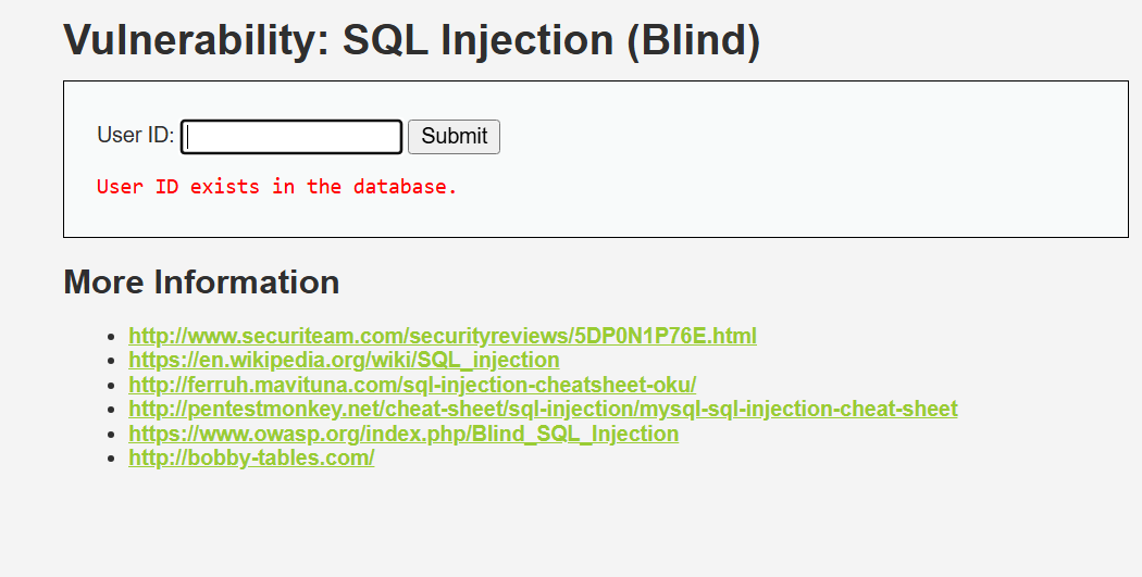 sql injection blind low