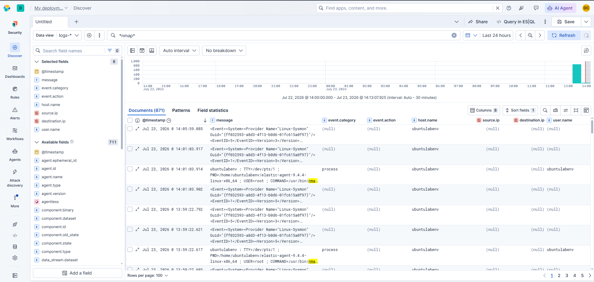 Kibana Sysmon Nmap 执行匹配