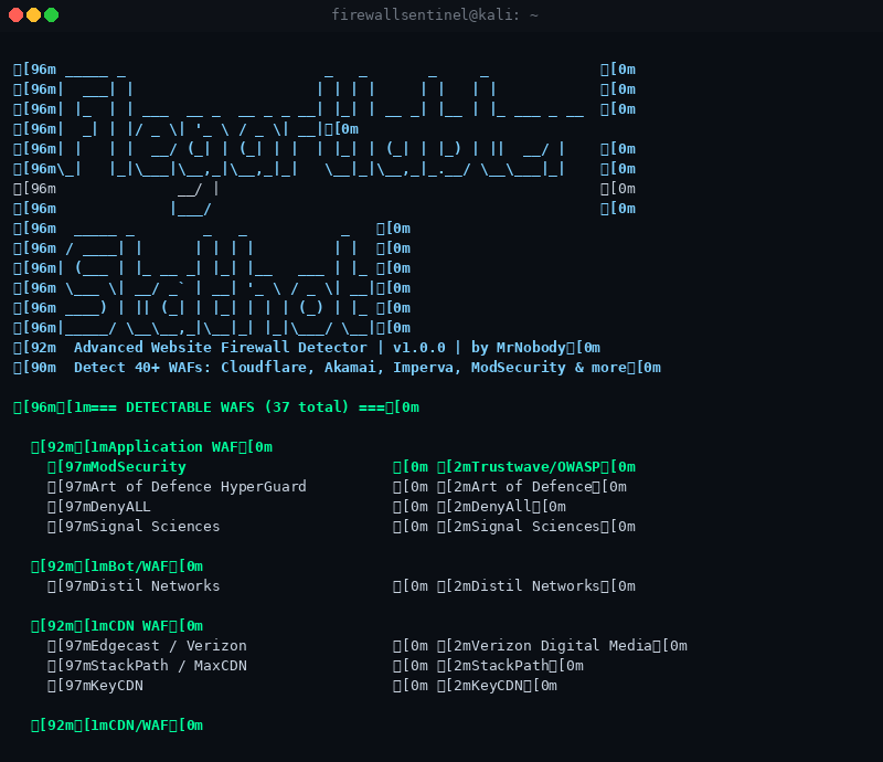 展示 WAF 检测结果的 FirewallSentinel CLI