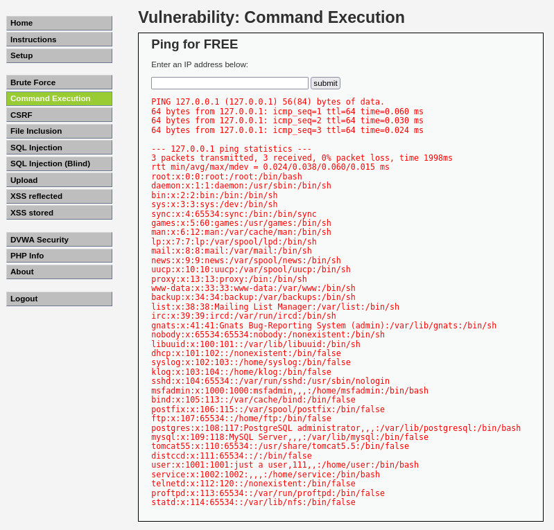 Command injection 输出