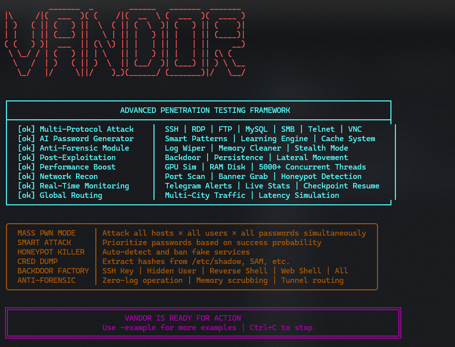 VANDOR Main Interface