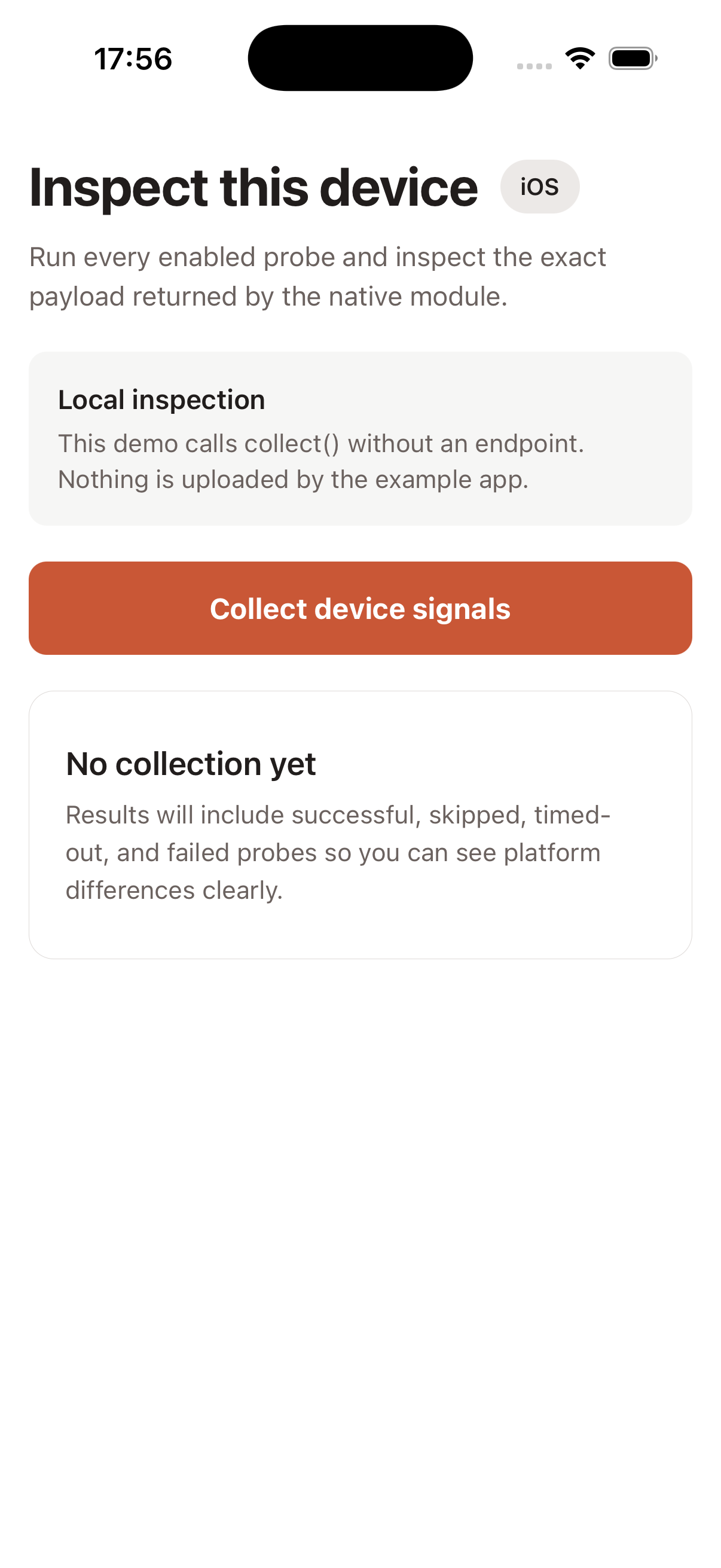 Signal Bench before device signal collection