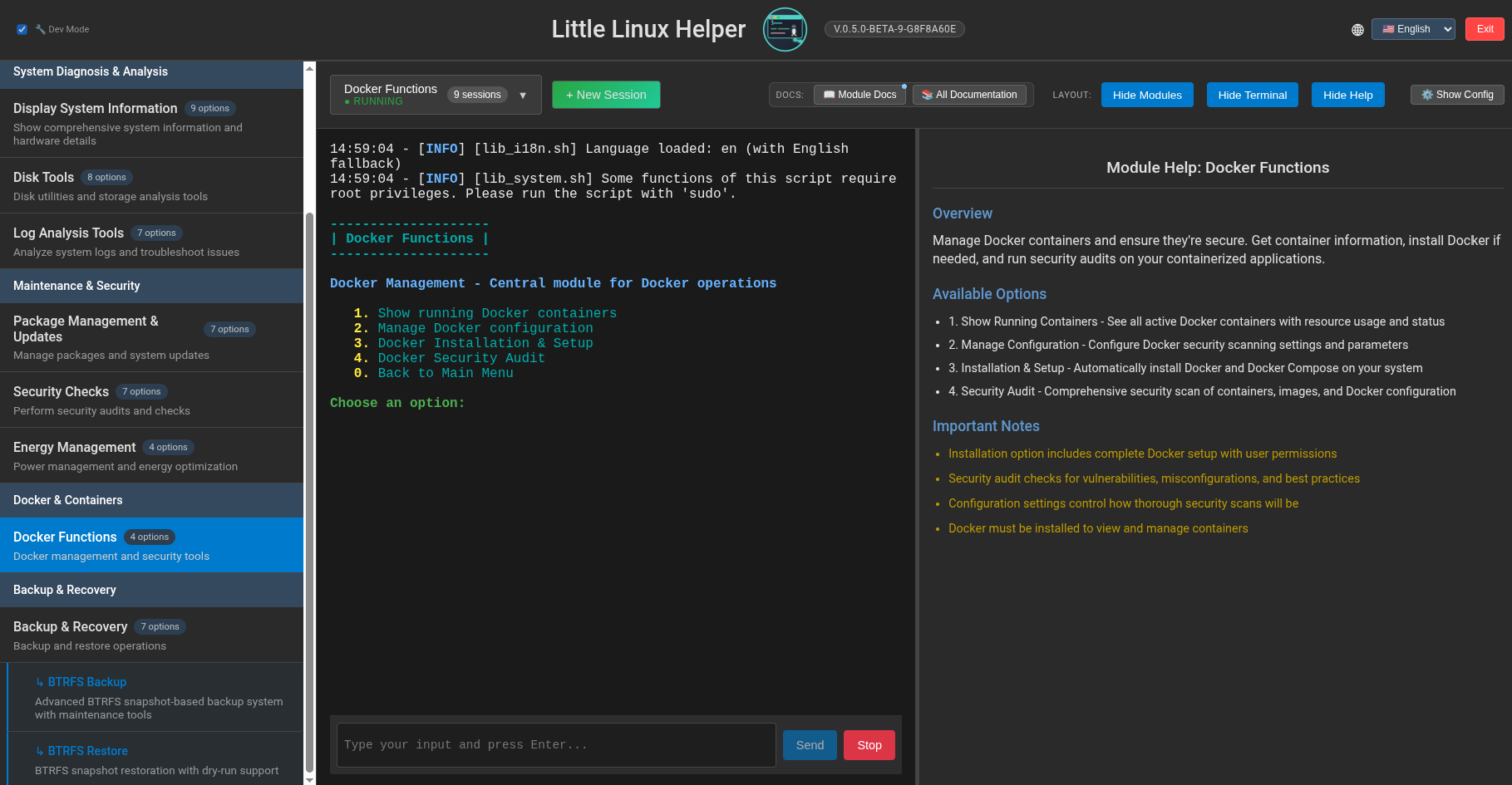 Docker functions module