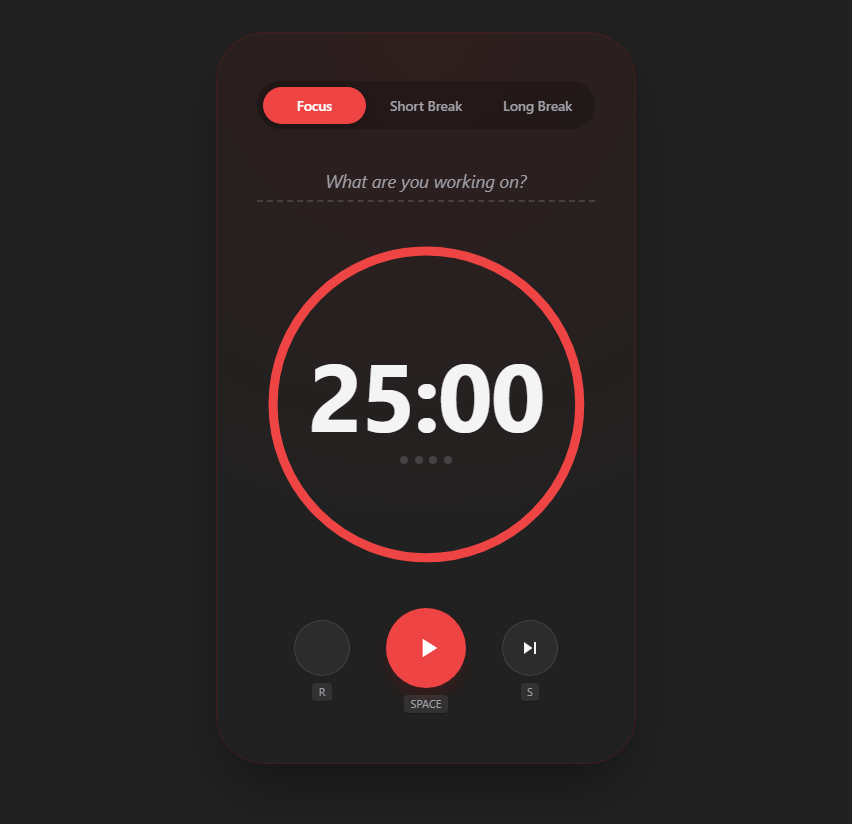 A working Pomodoro clock rendered by ChatHTML