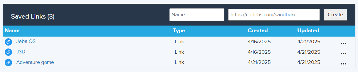 Saved Links